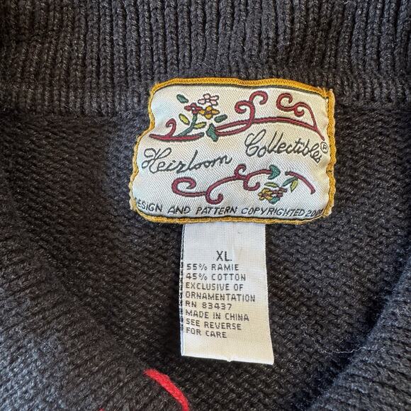 Vintage Heirloom Collectible Christmas Full Zip Sweater Women's XL Knit Snowman - Picture 2 of 6